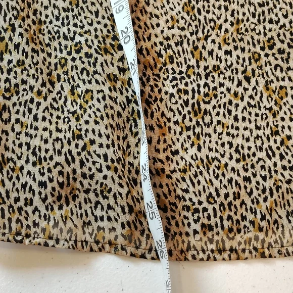 Vince Camuto Top Womens M Brown Ruffle Leopard Print Smock Sleeve Maximalist - Picture 7 of 8